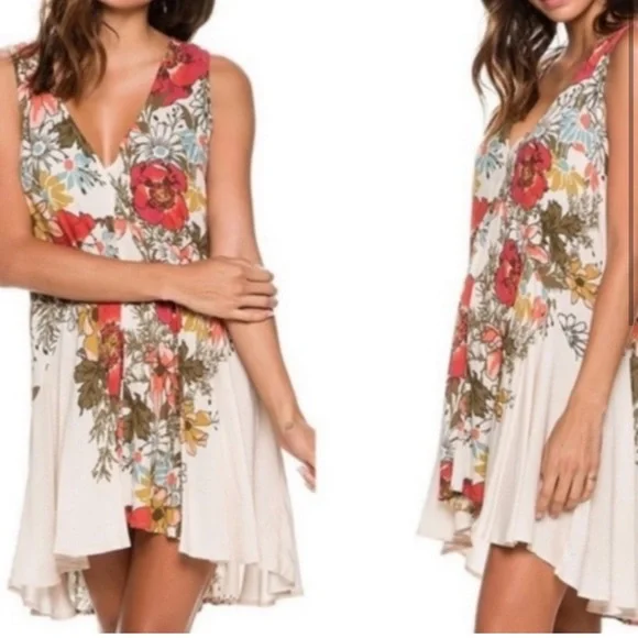 NWOT Free People “Backyard Party” Floral High Low Tunic Dress Size S - Picture 4 of 16